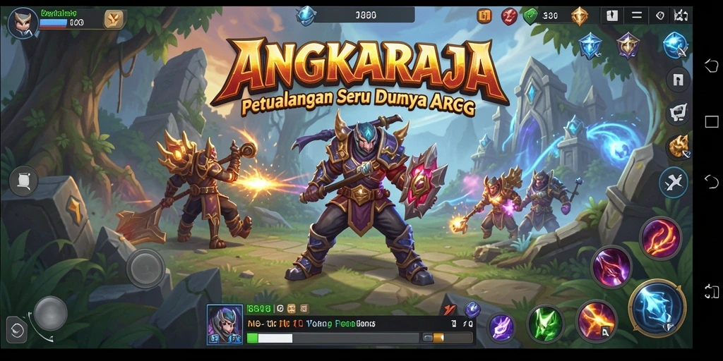 Screenshot gameplay <strong>ANGKARAJA</strong> menampilkan pertarungan seru dalam dunia fantasi.