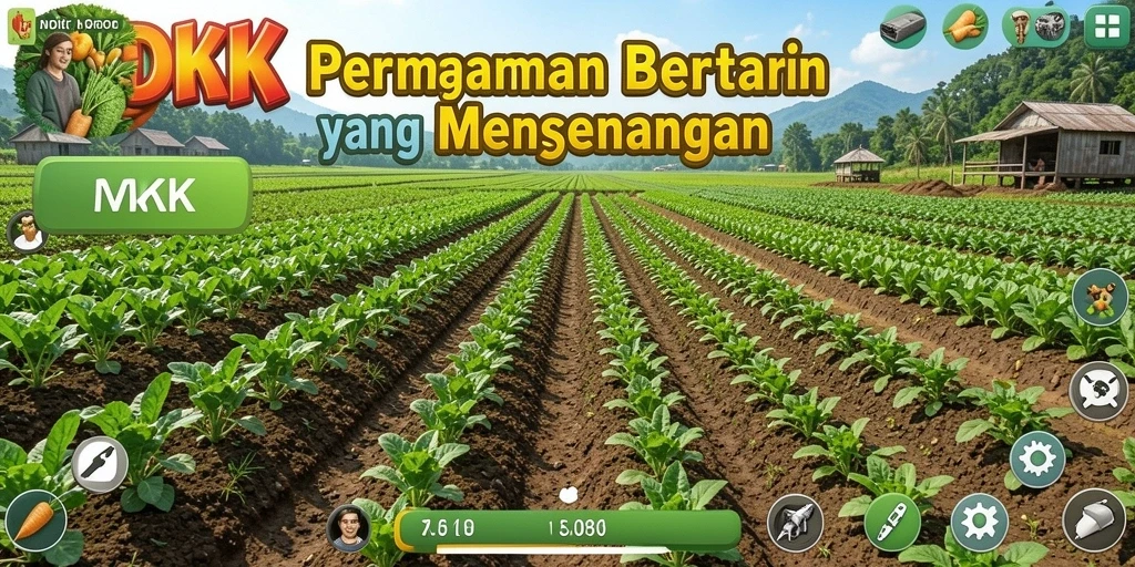 Gameplay DKK yang menampilkan aktivitas bertani yang seru.