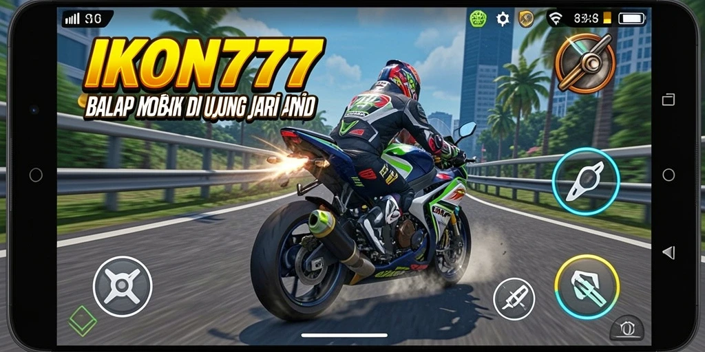 Gameplay seru dan menantang di IKON777 saat balapan motor.