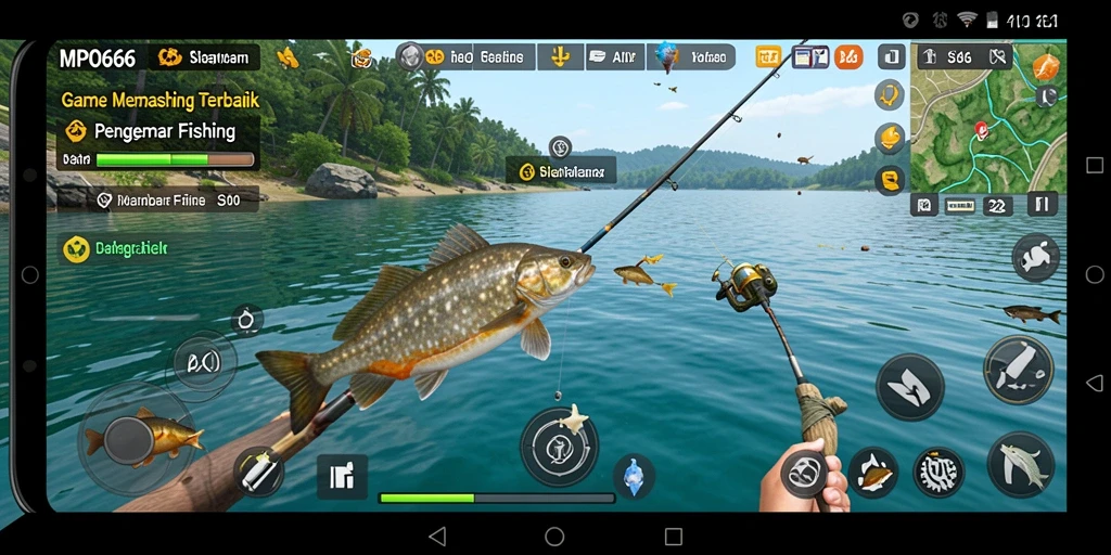 Tampilan gameplay MPO666 yang menunjukkan aksi memancing yang seru.