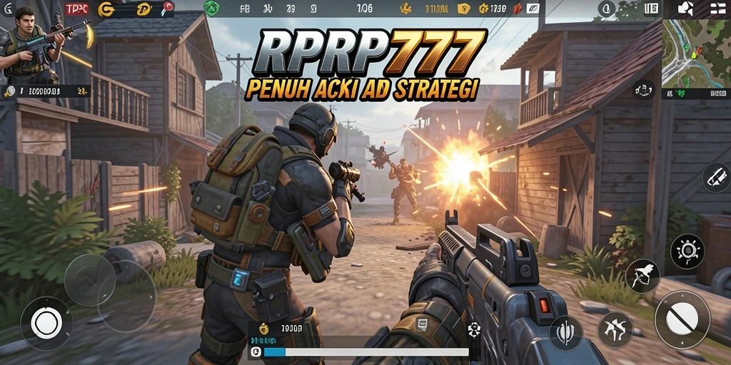 Screenshot gameplay RPRP777 dengan aksi tembak-tembakan yang intens.