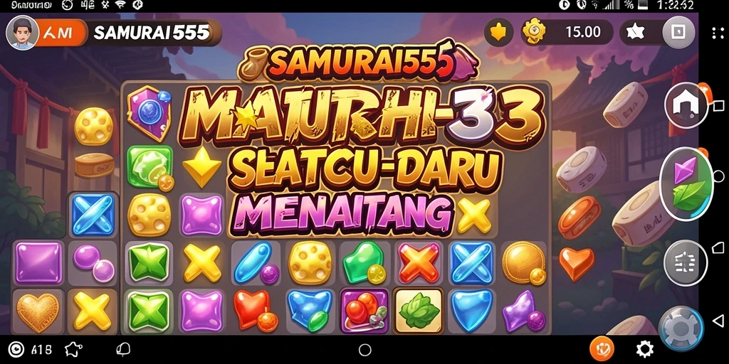 Tangkapan layar permainan SAMURAI555 yang menunjukkan aksi Match-3 yang mendebarkan.